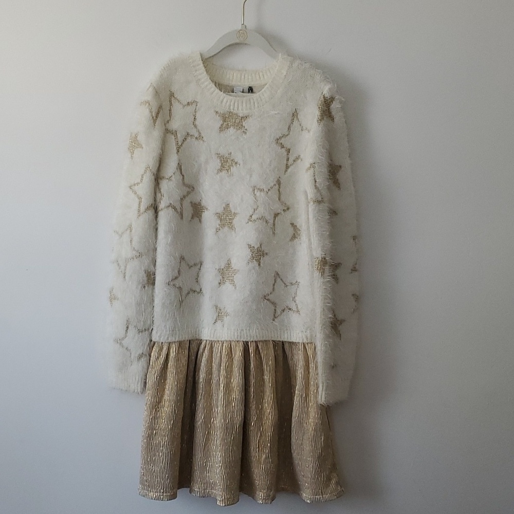 3Pommes Girl's Two-in-one Look Shug Knit Dress, Size 9/10 yrs